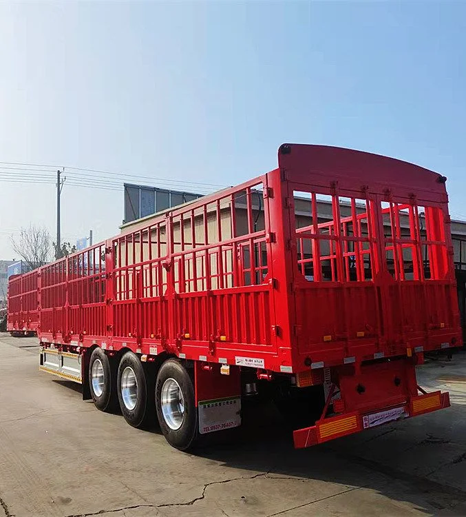 New 3/4Axles 60 80t Fence Trailer Semi 40ft الماشية مقطورة شبه حمولة ضخمة من سياج الماشية