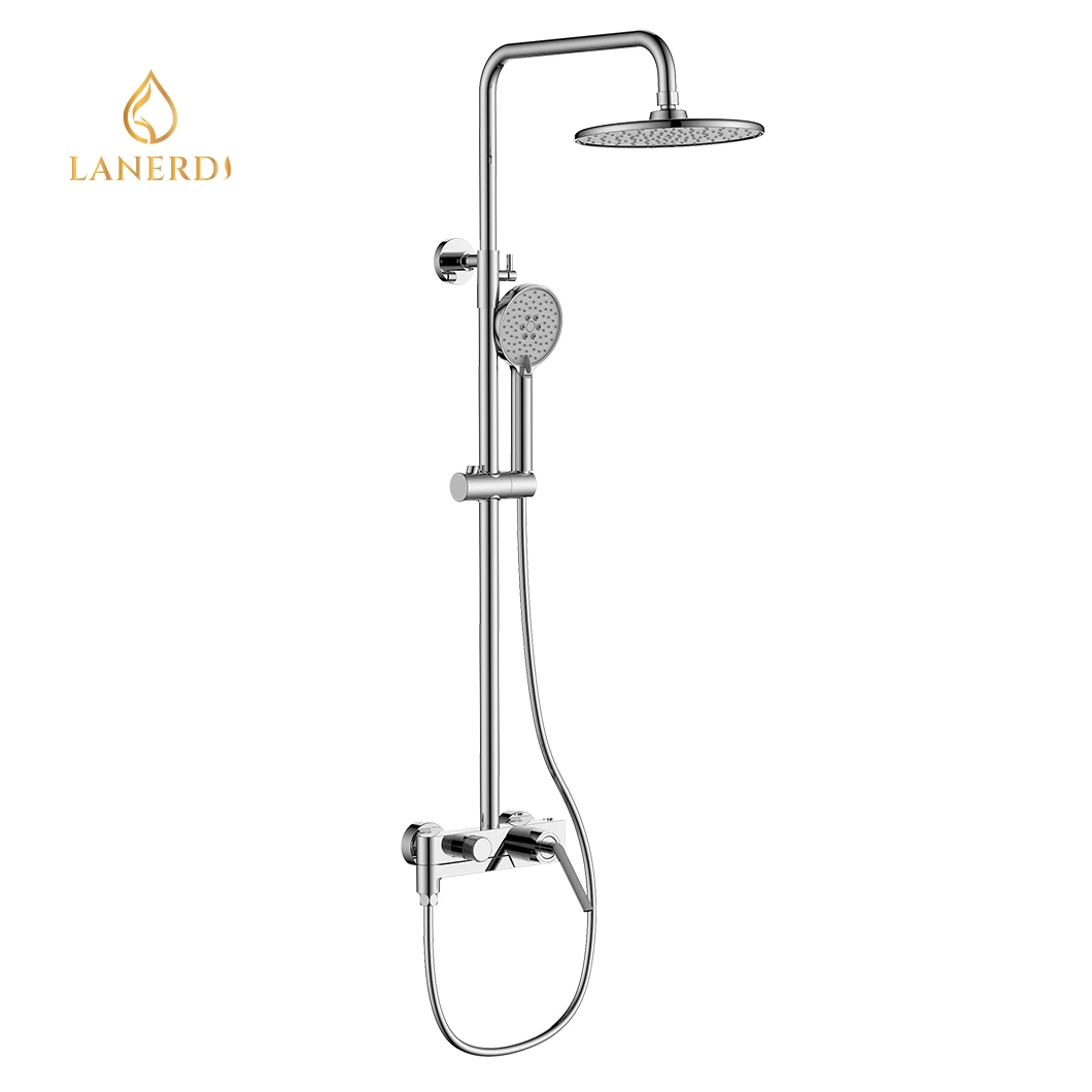 Sanitary Ware Collapsible Tub Spout Three Functions Shower Mixer Faucets Chrome Knurling Shower Set Brass Bathroom Faucet