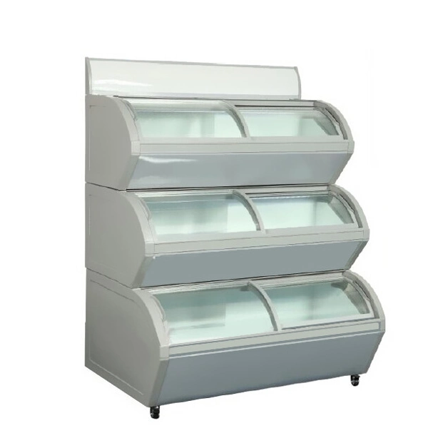 Supermarket Store Gelato New Style 3 Layers Ice Cream Commercial Chest Freezer Showcases