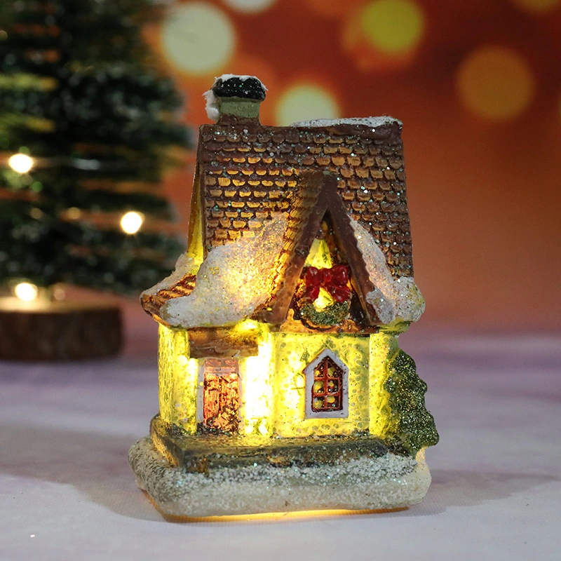 Christmas Decorations Resin Small House Micro Landscape Small Decoration Christmas Gift Resin House