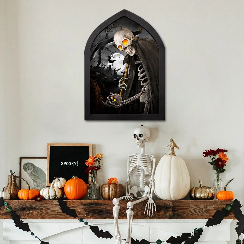 Halloween Candle Decorative Picture for Hotel Murals Custom LED Canvas Wall Art Picture