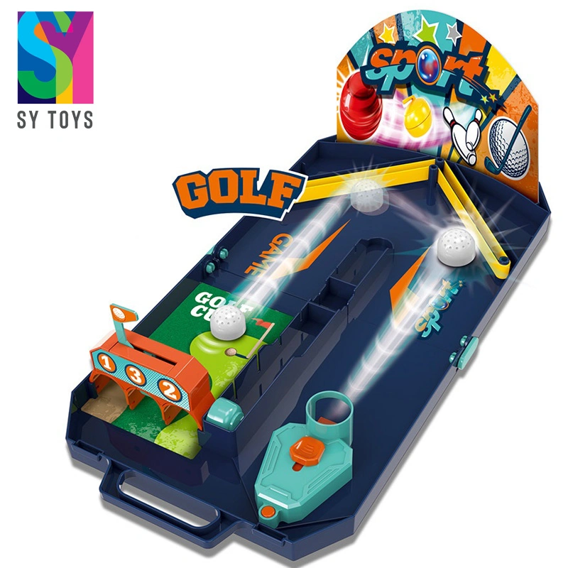 Sy Newest Children Educational Family Interactive Decompression Cartoon Sport Board Game 3 in 1 Toys Bowling Fast Curling Golf Game