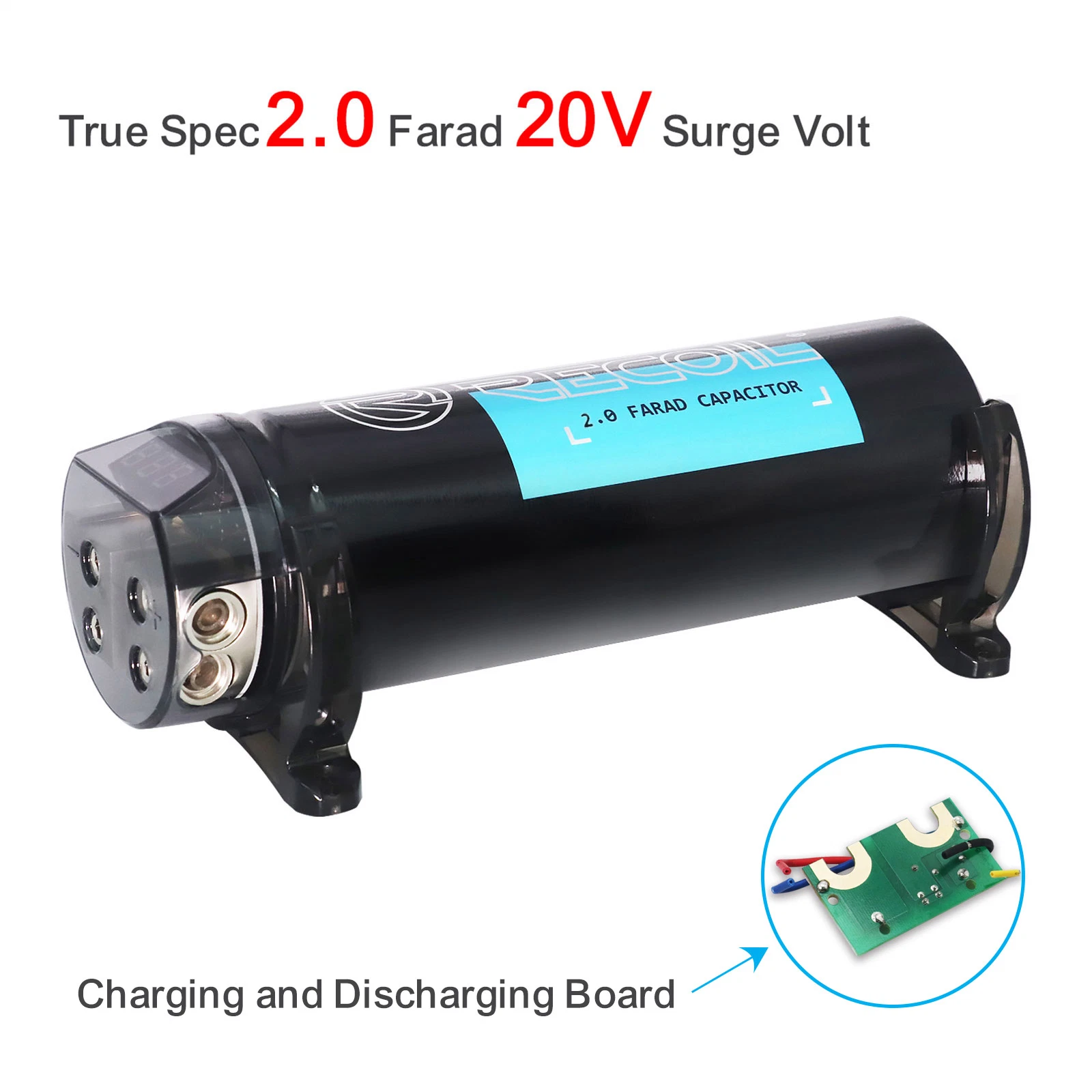 Edge Rec2d True 2.0 Farad 20V Car Audio Energy Storage Reinforcement Carbon/Electrolytic Hybrid Capacitor