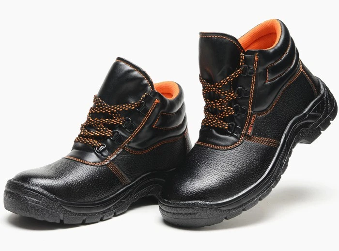 High Cut Steel Toe Shoes Safety Footwear Black Leather Safety Shoes