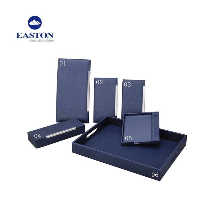 Hotel Top Quality Special Blue PU Leather Service Tray