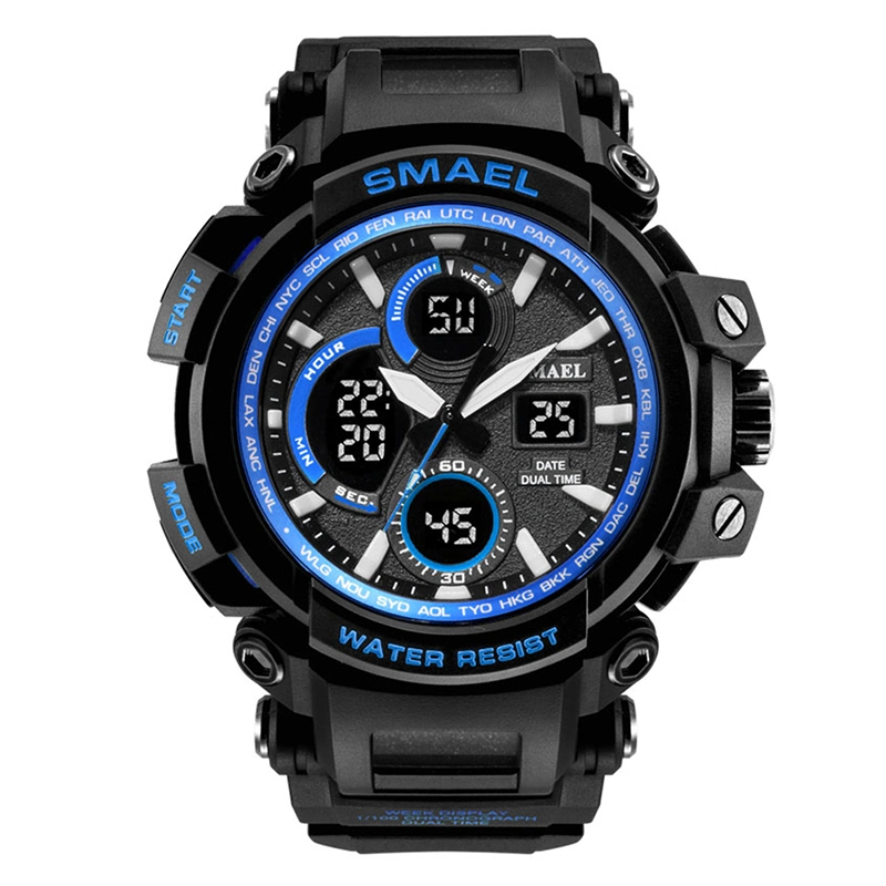 Regarder électronique multifonction pour les hommes montre de sport Affichage en temps double Watch