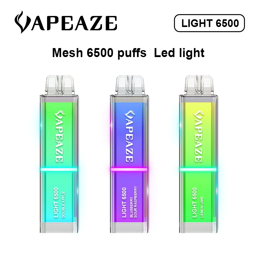 Nuevo diseño 6500 Puffs con LED Luz recargable VAPE Pen Precio de fábrica al por mayor con Fivors Multi Frutas TPD en Stock Vaporizador desechable