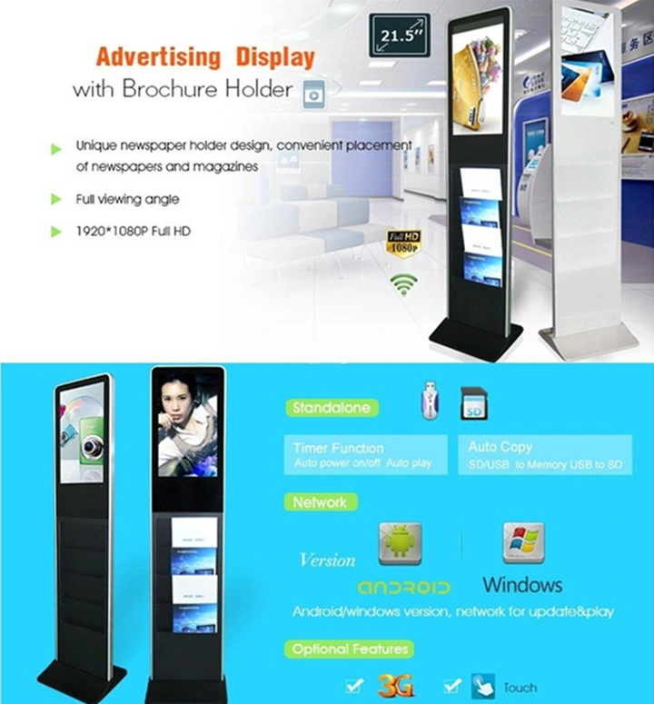 Photo Booth Kiosk 21.5 Inch Floor Stand with Android/Windows/Single Advertising Signs Download Ad Player Wall Mount Tablet