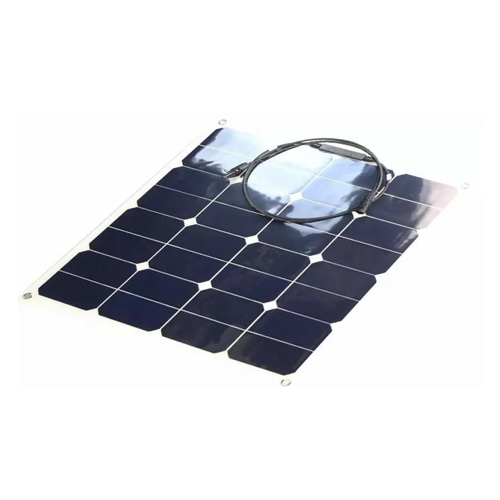 Waterproof IP68 Extremely Flexible Solar Panel 55W 12V Mono Solar Cell Plug and Play Design Ultra Thin, Lightweight