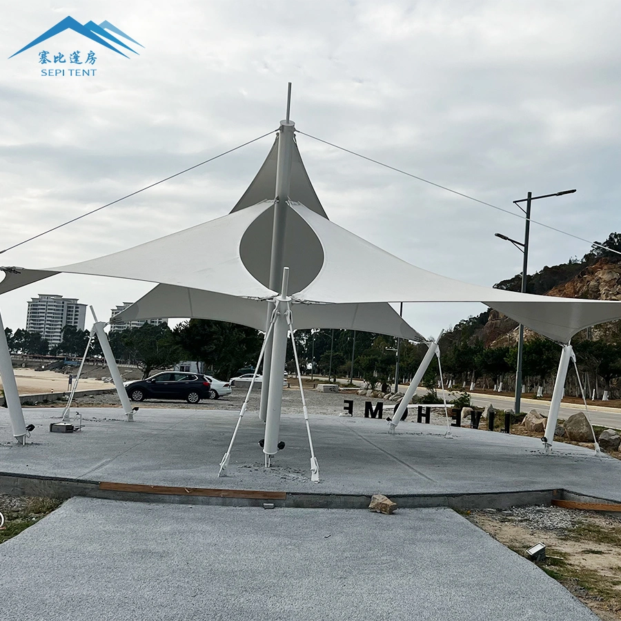 PVDF Tarpaulin Tensile Membrane Structure Fabric Shade Structure Waterproof Tent