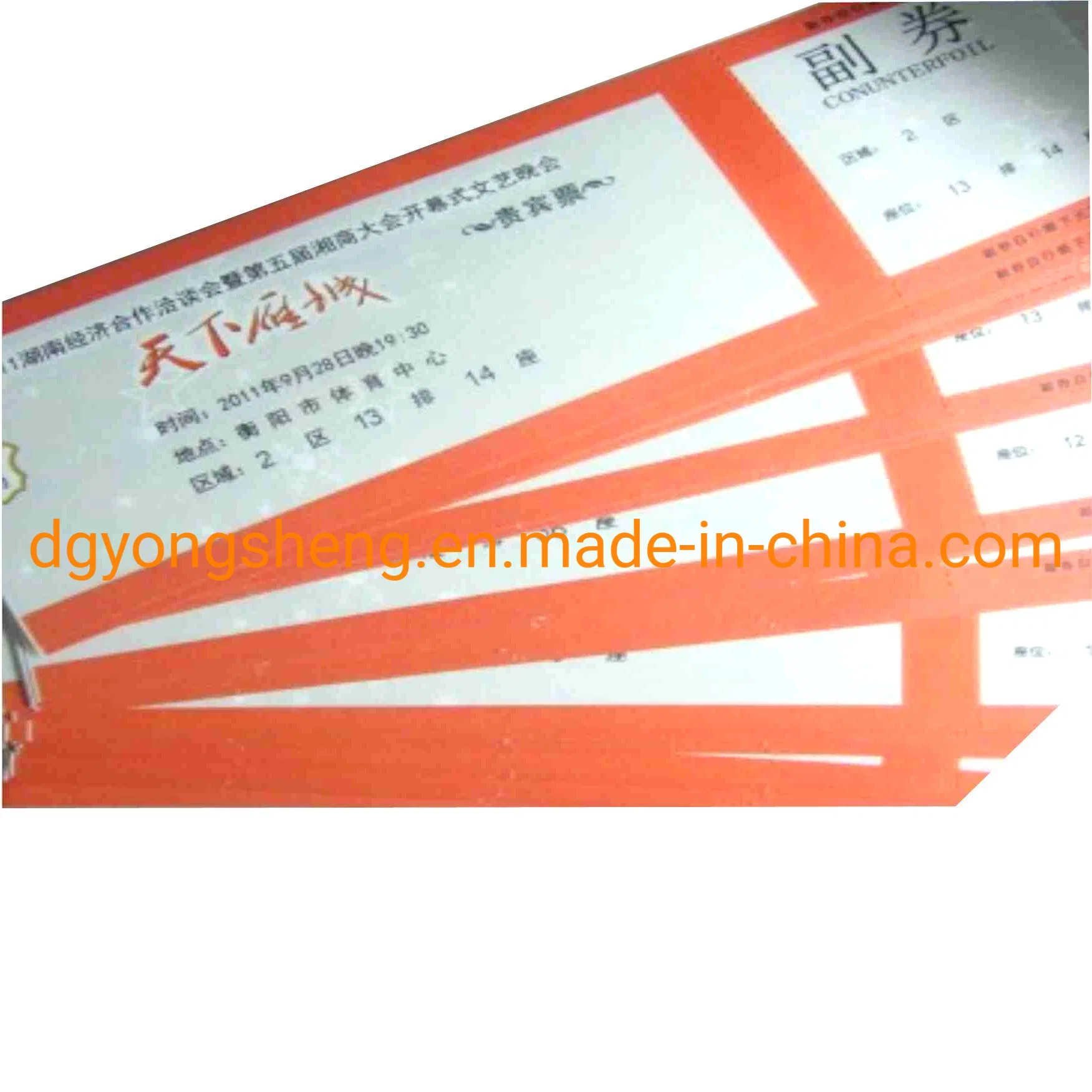 High quality/High cost performance Security Thread Paper Ticket Printing