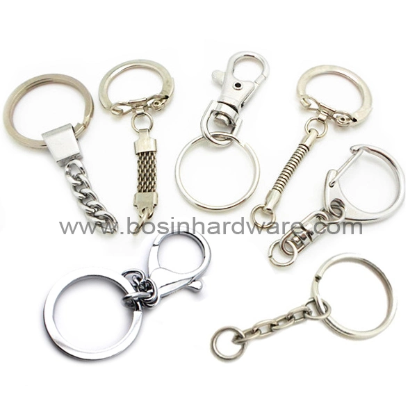 Gold Plated Metal Split Key Ring with Link Chain