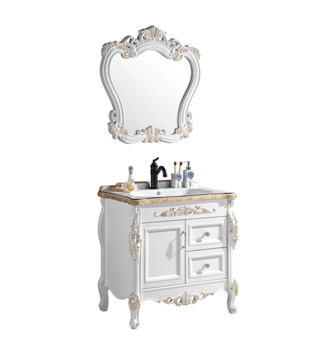 Bathroom Cabinet Vanity Euro Classic French Style Sink Solid Wood Bathroom Cabinet Vanity