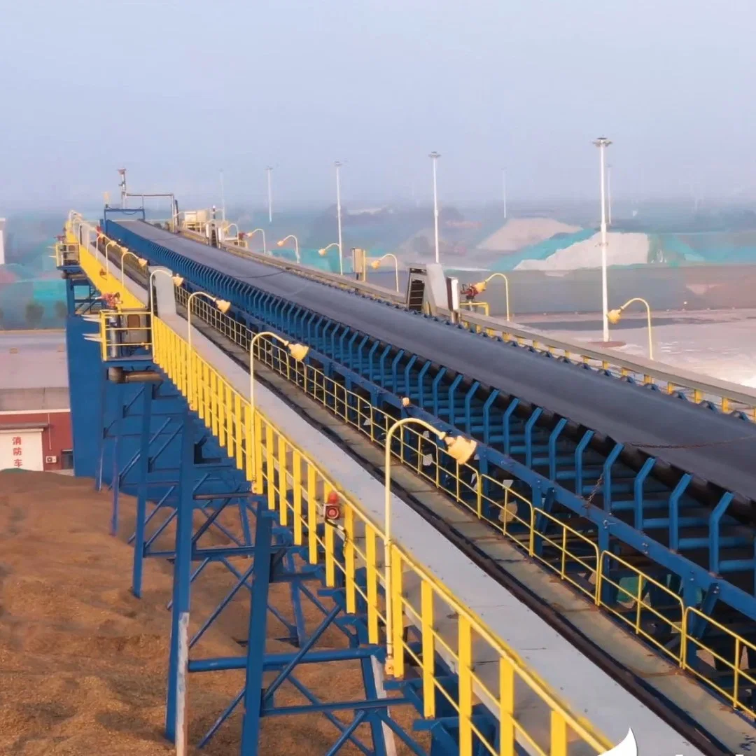 Long Distance Overland Roller Pulley Belt Conveyor System for Port and Dock transportation Conveying System