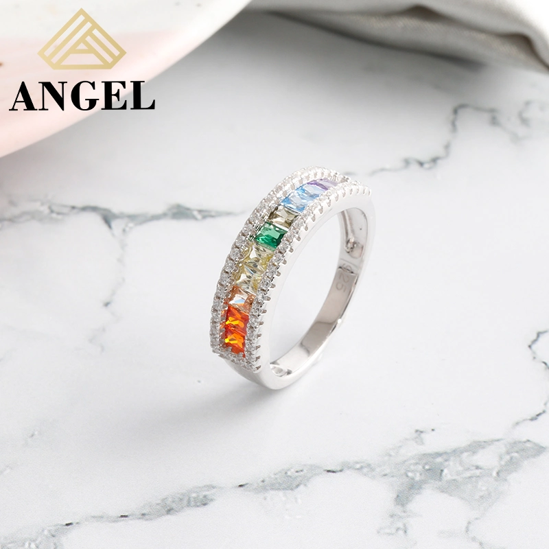 925 Silver High quality/High cost performance  Multicolor Zircon Ring Trendy High quality/High cost performance  Jewelry for Wholesale/Supplier