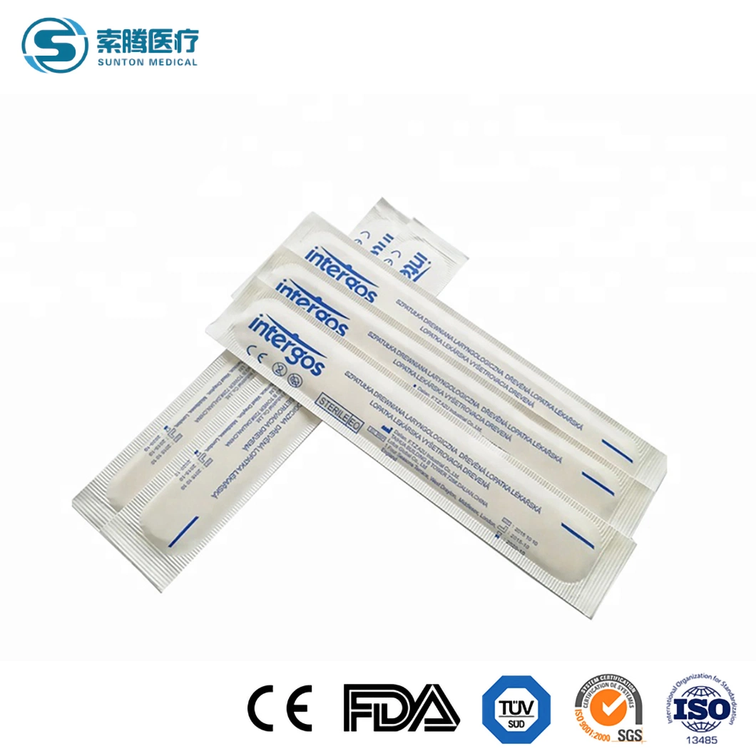 Sunton 100PCS/Box Packing Wooden Tongue Depressor China EOS Disinfecting Type Tongue Depressor Manufacturers Cheap Tongue Depressor Sterile Tongue Depressor