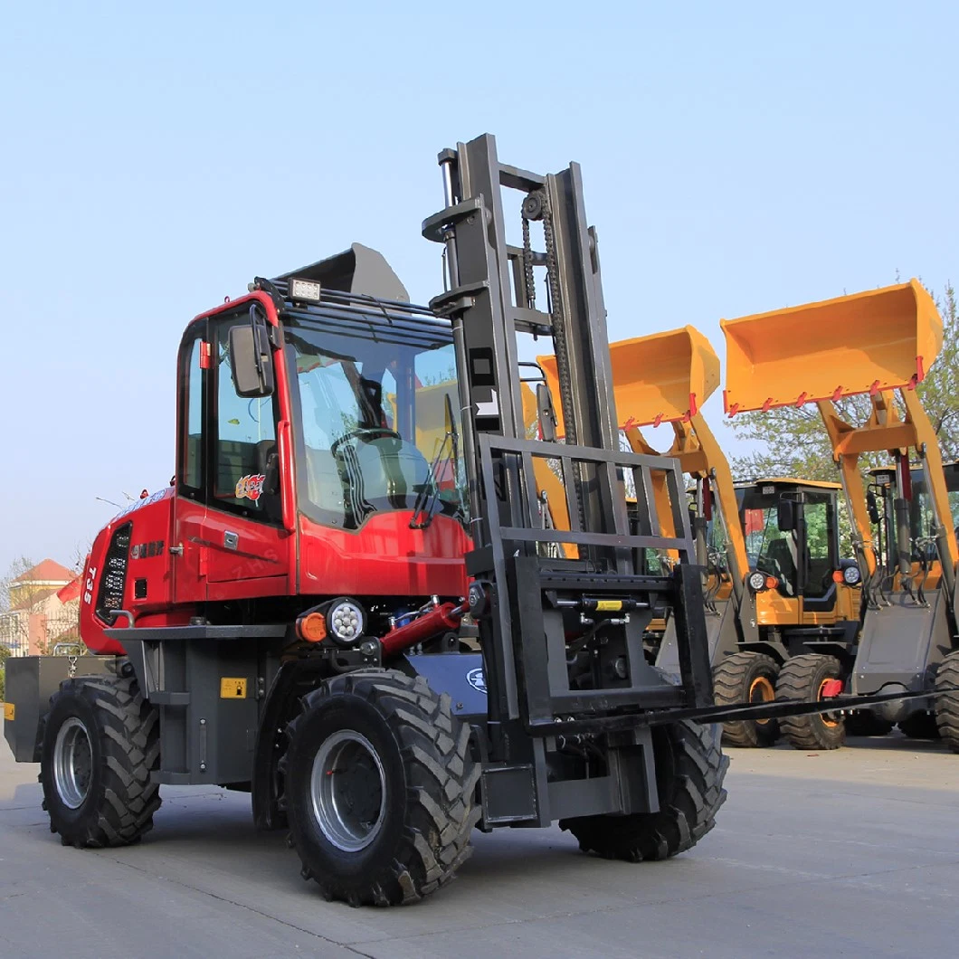 Forquilha todo-o-terreno todo-o-terreno de 3,5 toneladas com rodas e preço reduzido Empilhadeiras empilhadeiras CE lida Engine Forklift Factory Direct Sales