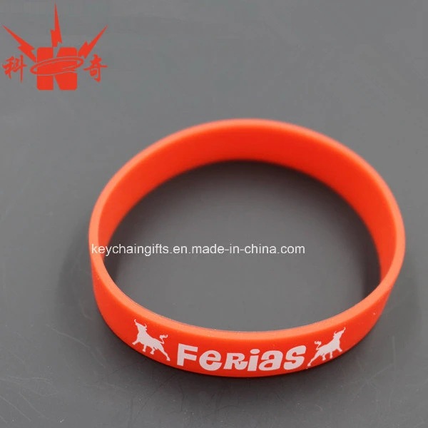 Promotion Custom Sport Energy Silicone Bracelet with Debossed Color Filled Logo Band