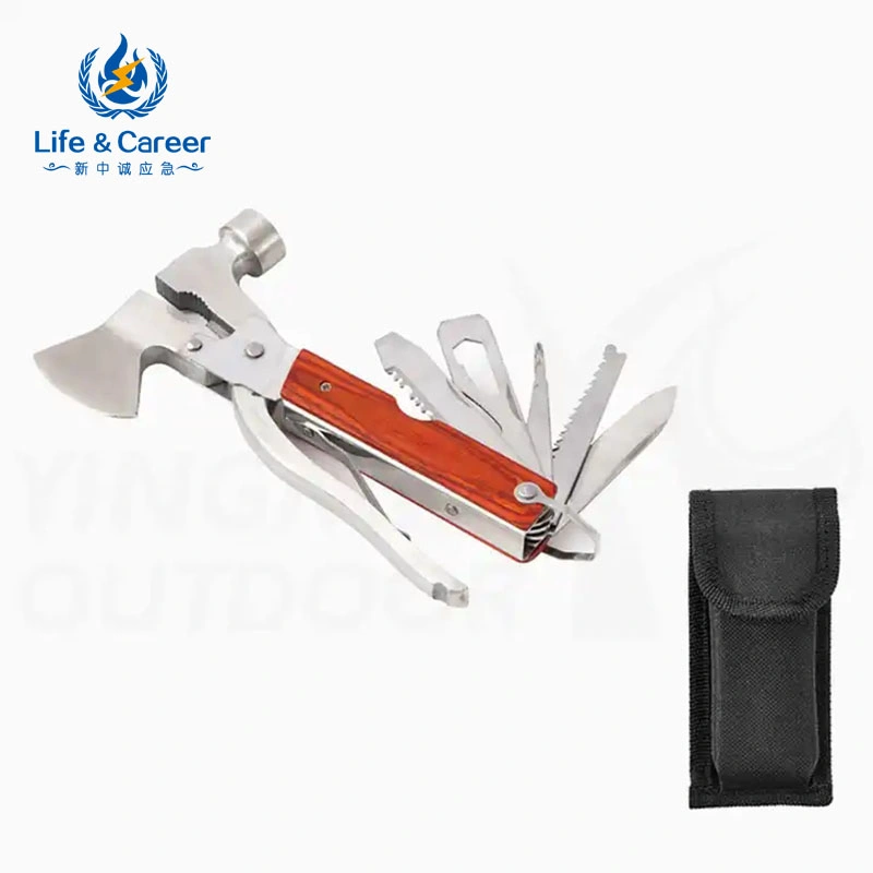Presentes únicos para homens multifunções Camping Multi Tool Knife Carbon Ferramenta de fixação do martelo Ax em aço