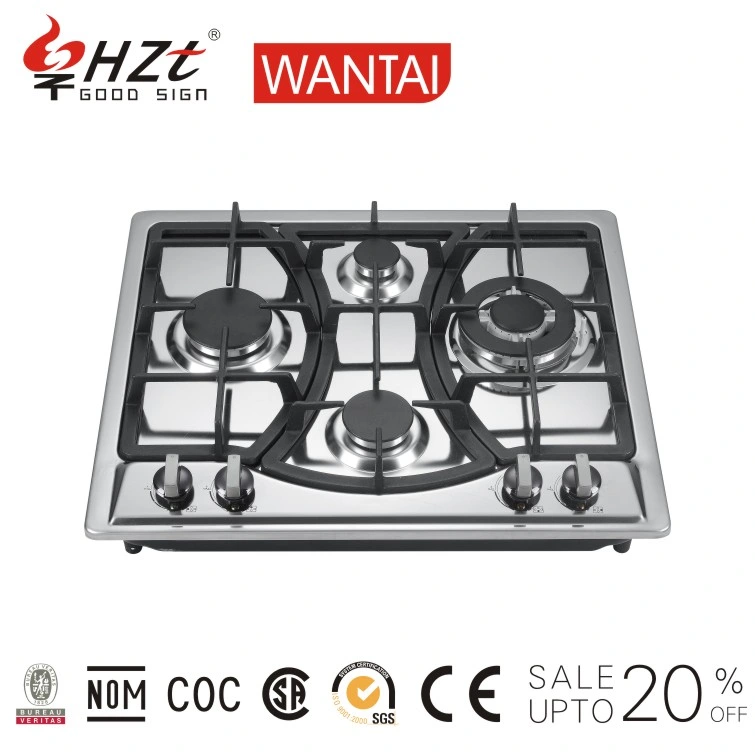 Built-in 4 Burners Cast Iron Grill Pusle Ignition Copper Injector Hobs Stainless Steel Panel Gas Stove