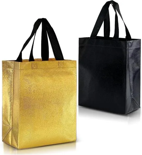 Hot Sale Shining Aluminum Laser Laminated Non Woven Holographic Fashion Reusable Party Birthday Gift Shopping Tote Bag