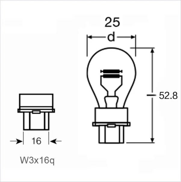 Mini Bulb 3157 Auto Bulbs P27/7W 12V 27/7W Clear Tail Lamp W3*16q