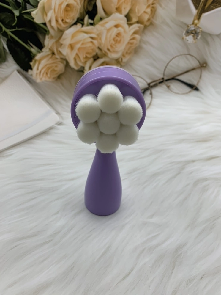 Brosse pour le visage en plastique violet avec poignée en ABS et blanc synthétique Cheveux