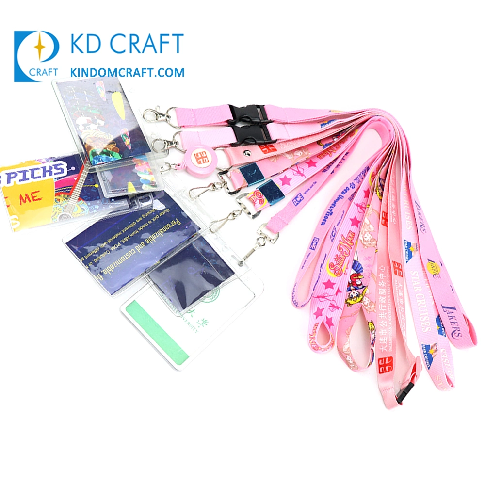 Wholesale/Supplier Designer ID Card Rope Conference Nylon Strap Plain Black Love Pink Sublimation Blank Custom Lanyard with Metal Clip