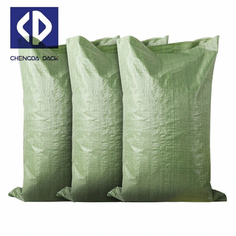Reciclar la basura de color verde bolsa de plástico tejida PP bolsas de color arena barato 25kg 50kg.