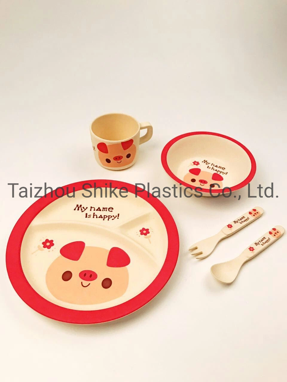 Minnie Baby Plates Sets Bamboo Kids Dinner Plate Set with Fork and Spoon