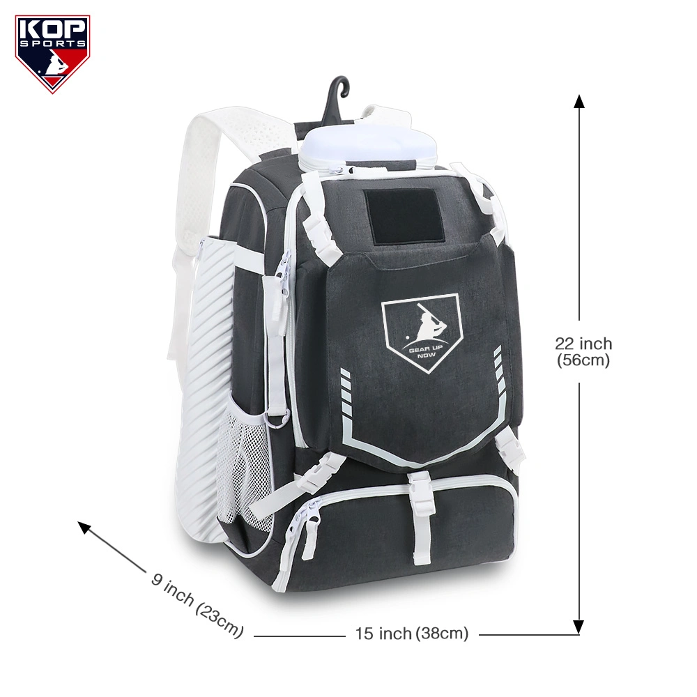 Mochila de béisbol de color blanco carbón