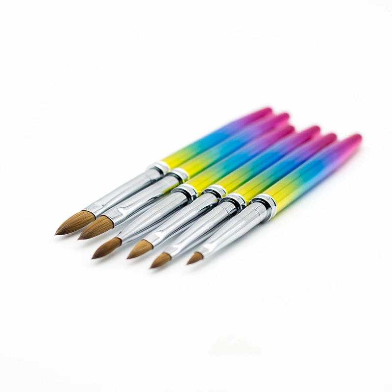 Rainbow Metal Handle 100% Pure Kolinsky Acrylic Nail Brush