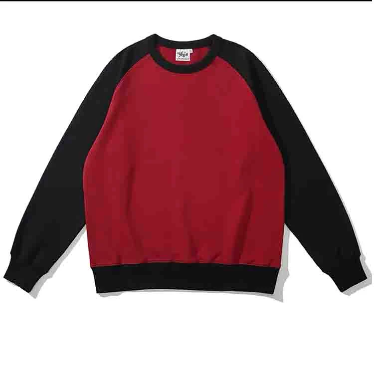 Men Solid Color Contrast Sleeve Raglan Sweatshirt Men Custom Made Casual Outer Wear Red and White Color Block Sweatshirts