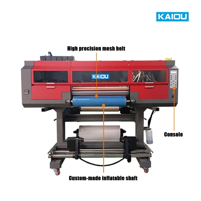 آلة طباعة Kaiou 60 سم تعمل بالأشعة فوق البنفسجية DTF لفة بلفة الأشعة فوق البنفسجية أكواب ملصق الطابعة طباعة الشعارات المرنة آلة الطباعة الرقمية UV الماكينة