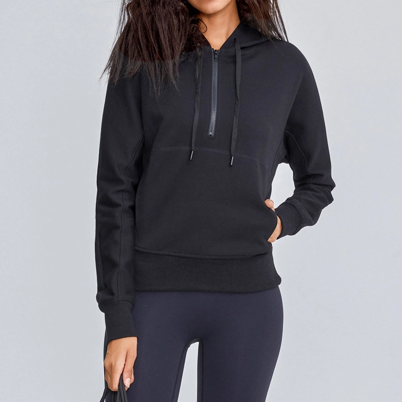 Sy-4700 Sports Yoga Jacket Women's Autumn and Winter Running Jogger's Sweatshirt 1/2 Zipper Long-Sleeved Fitness Clothes Top Hooded Sweater