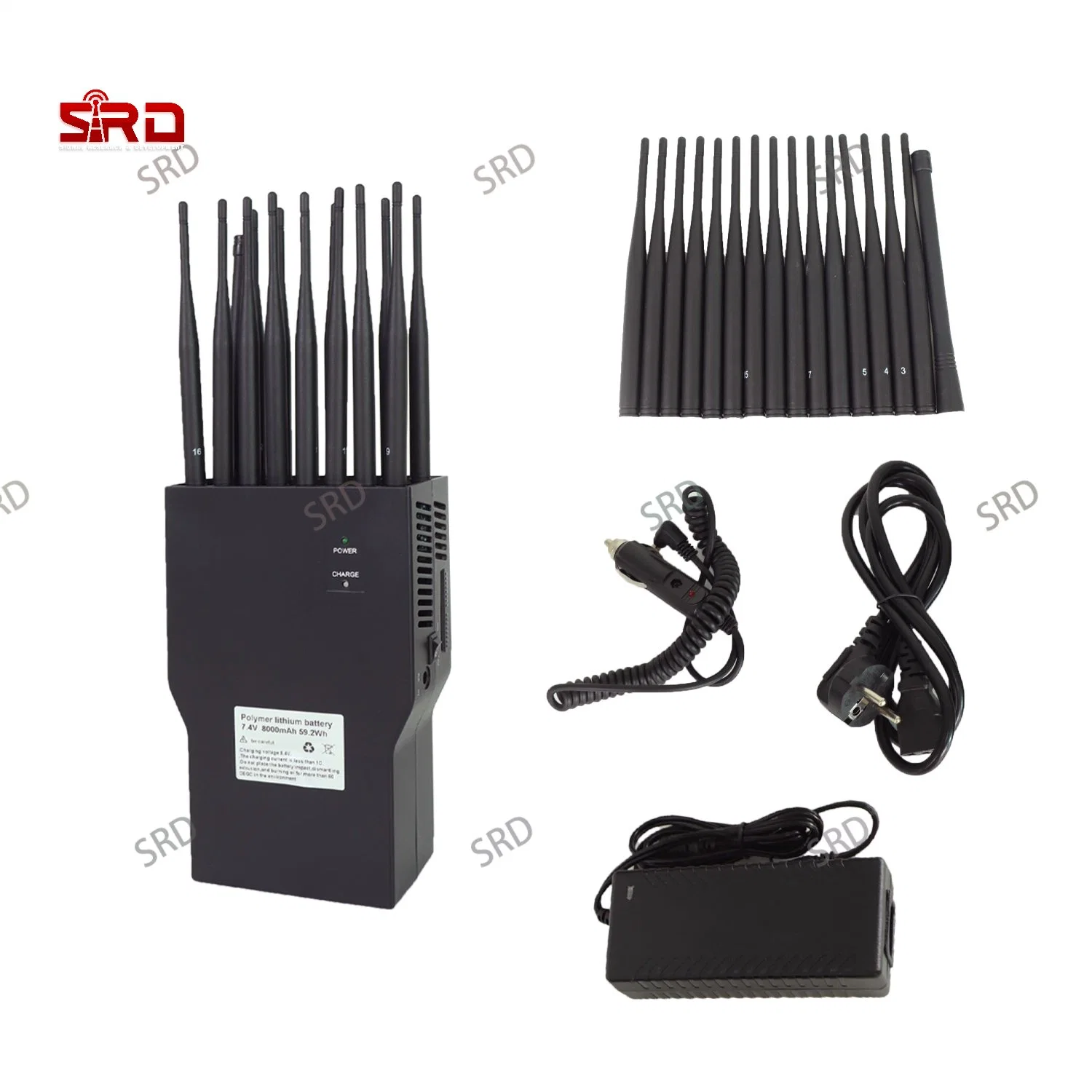 16 Band Portable Signal Jammer for GPS 2g 3G 4G 5g WiFi and Bluetooth