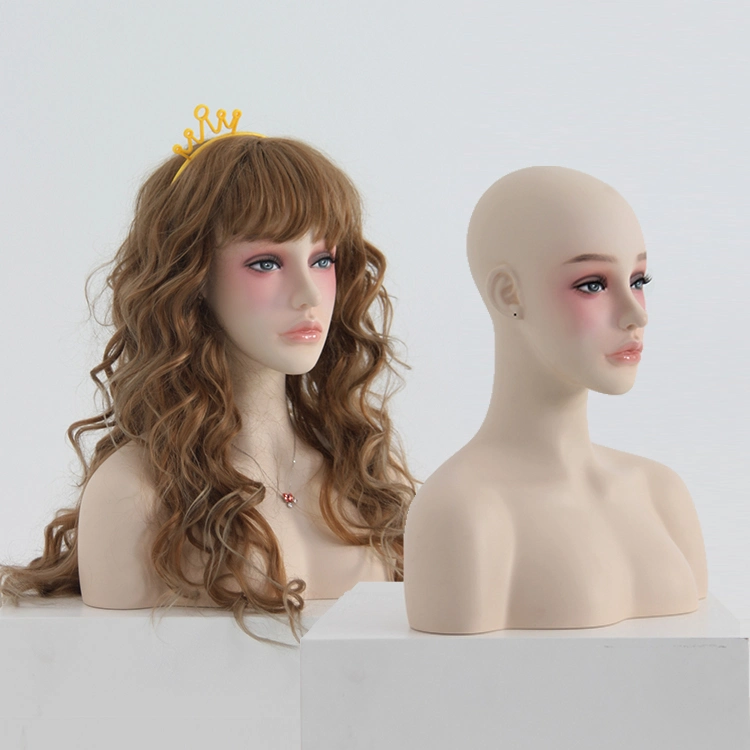 Custom Female Windows Display Mannequin Head with Shoulder African American Mannequin