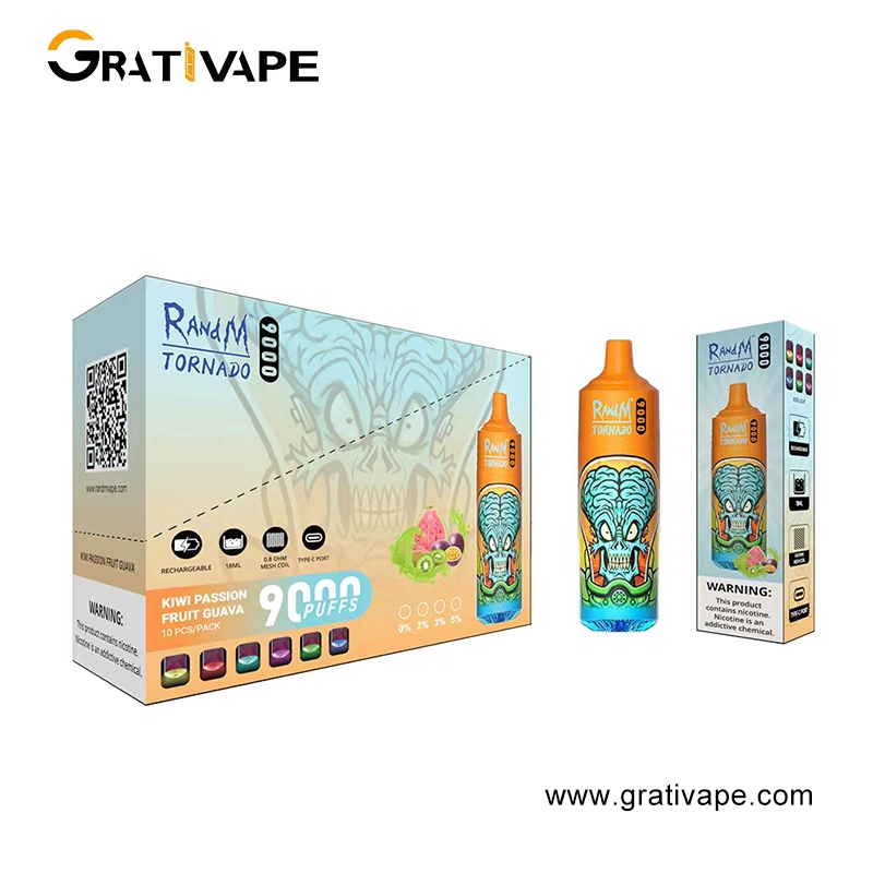 Usine Vente en gros Original Vape fume électronique cigarette rechargeable Randm Tornado 9000 puffs Vape