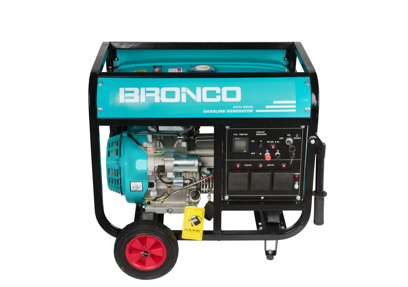 مجموعة مولدات بدء التشغيل الرئيسية Bronco 2kVA/2.5 كيلوفولت أمبير/2.8 كيلوفولت أمبير/3 كيلوفولت أمبير بواسطة مولد البنزين/البنزين كوبر سلك مزود بعجلات والتعامل مع التصميم الجديد