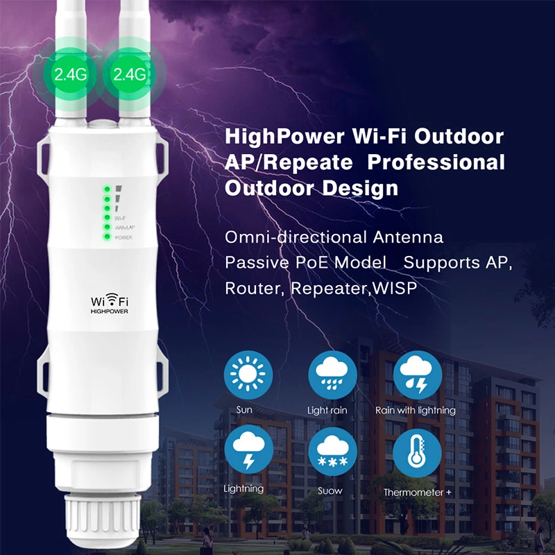 N300 High Gain Antennas Outdoor Wireless Ap/Range Extender/Router with Poe