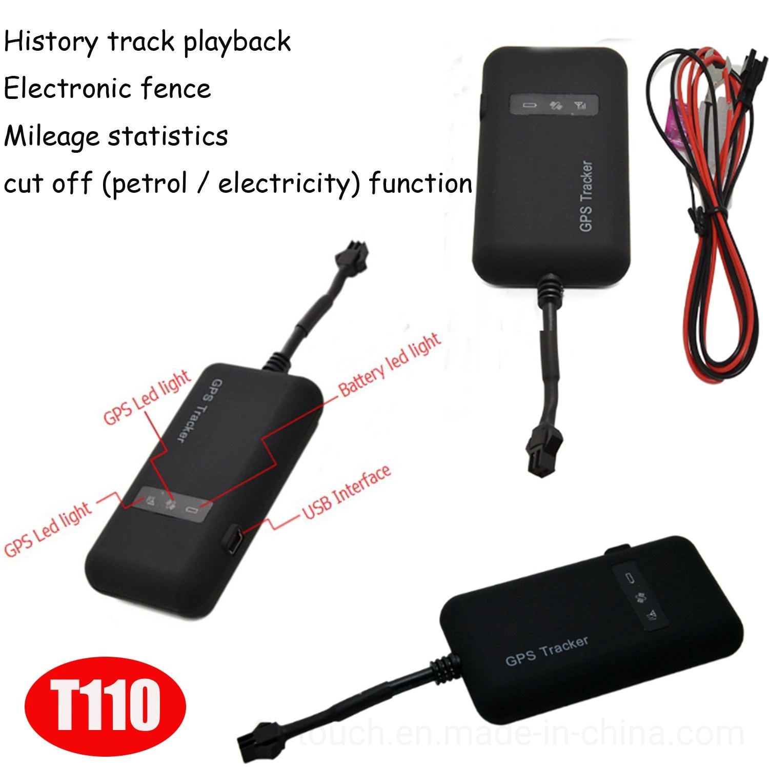 Factory supply Automotive GSM Tracking Car Security GPS Vehicle Tracker with Mileage Statistics T110