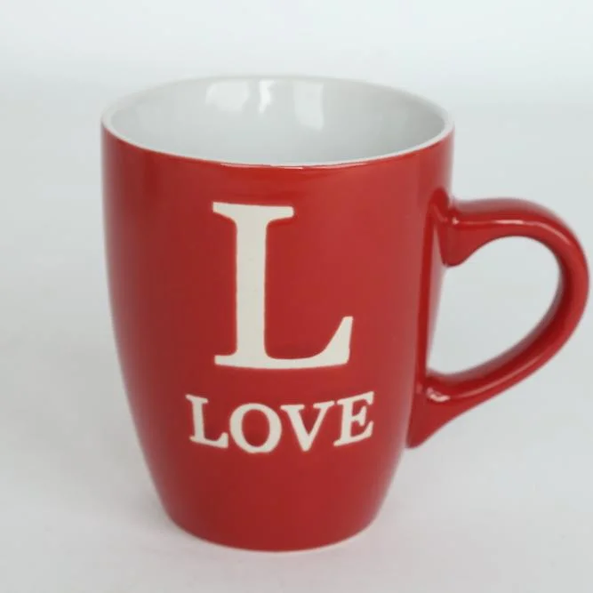 11oz Fashion Venda quente fora interior branco vermelho caneca de café