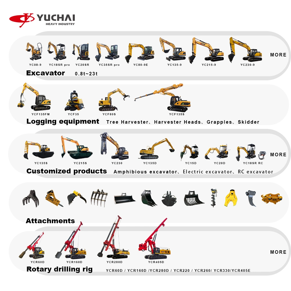 Yc135-9 Hydraulic Breaker Soil Digging Machinery China Joystick 13t 13.5t Controller Digger Excavator Quick Hitch