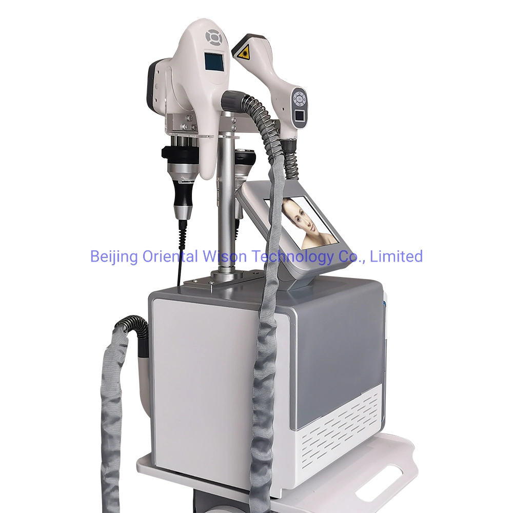 Corps portable façonner double menton réducteur d'échographie de serrage de la peau de la cavitation RF Machine minceur vide