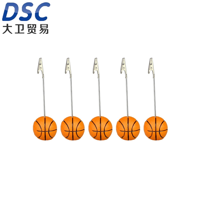 Basketball Wire Memo Holder Paper Note Clip Yellow Silver Base Alligator Wire Photo Clip