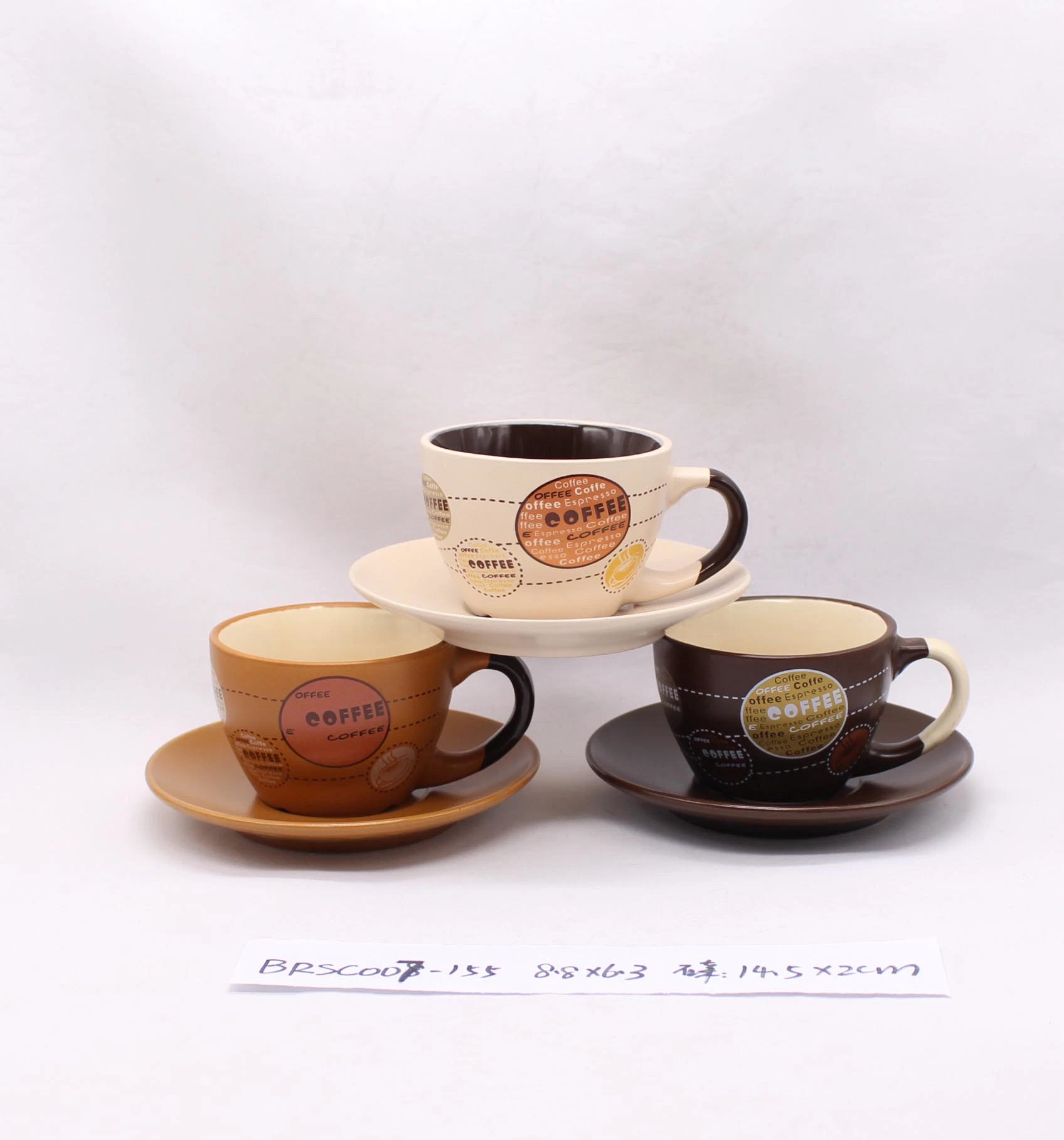 Café de vajilla de cerámica de diseño conjunto de platillo taza de café espresso con soporte de la copa de té Pack de 6