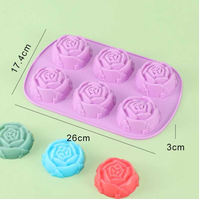 BPA Free 6 Cavity Roseshape Silicone Cake Mold Kitchen Baking Utensils