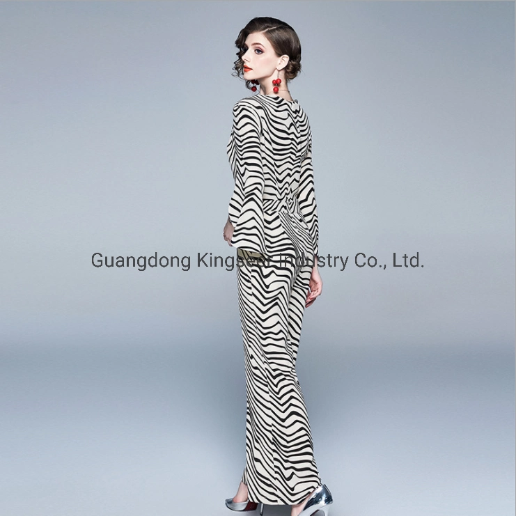 Fashion Ladies Office Dresses Jumpsuit Lady Zebra-Stripe Printing Polyester Women Dress Clothing