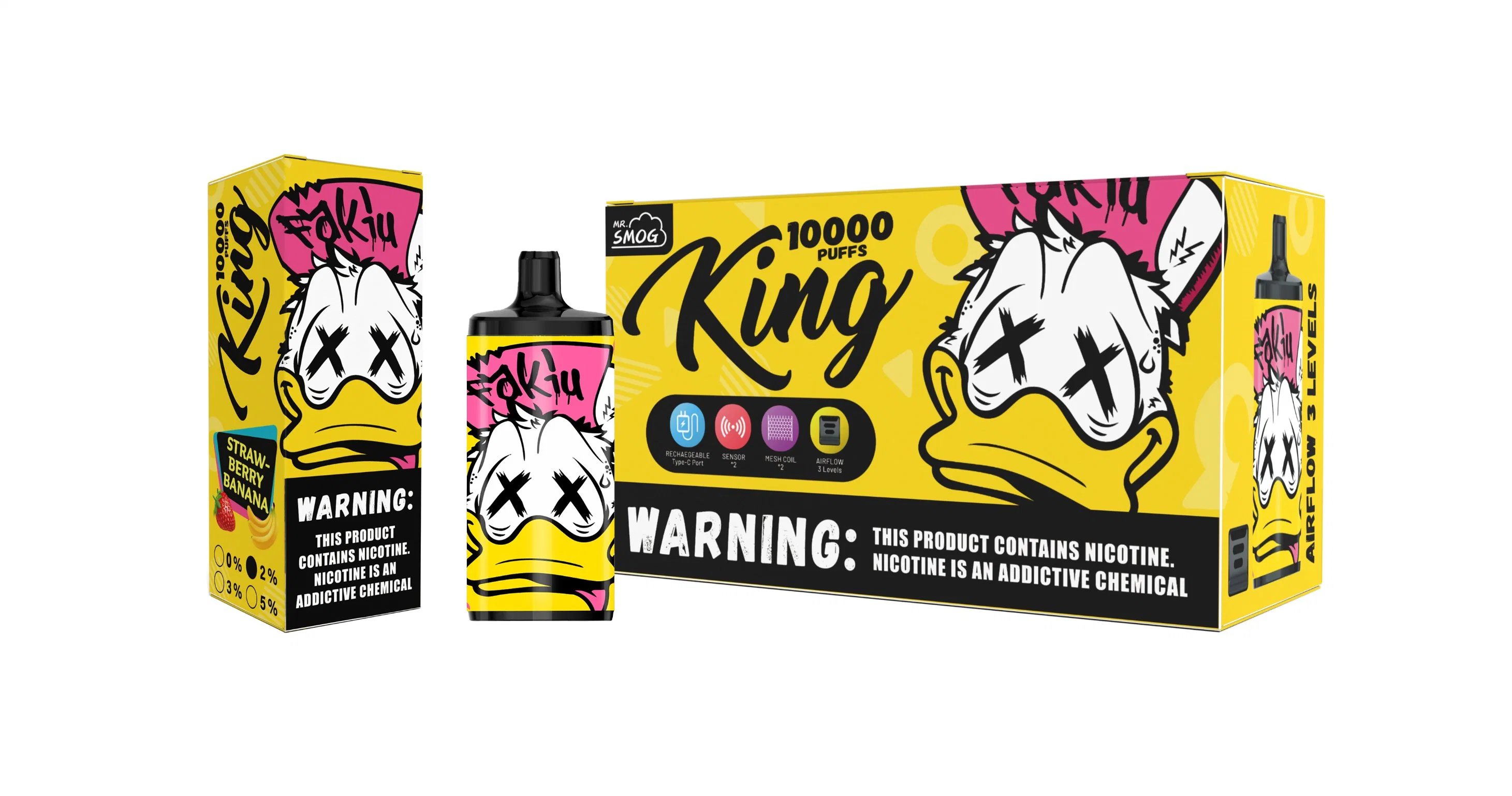 Großhandel/Lieferant Polen Saudi-Arabien Ägypten UK US Nicaragua Elektronische Zigarette Wiederaufladbare 20ml E Liquid MR Smog King 10000 10 Puffs Kiwi Passion Fruit Guava Aromen