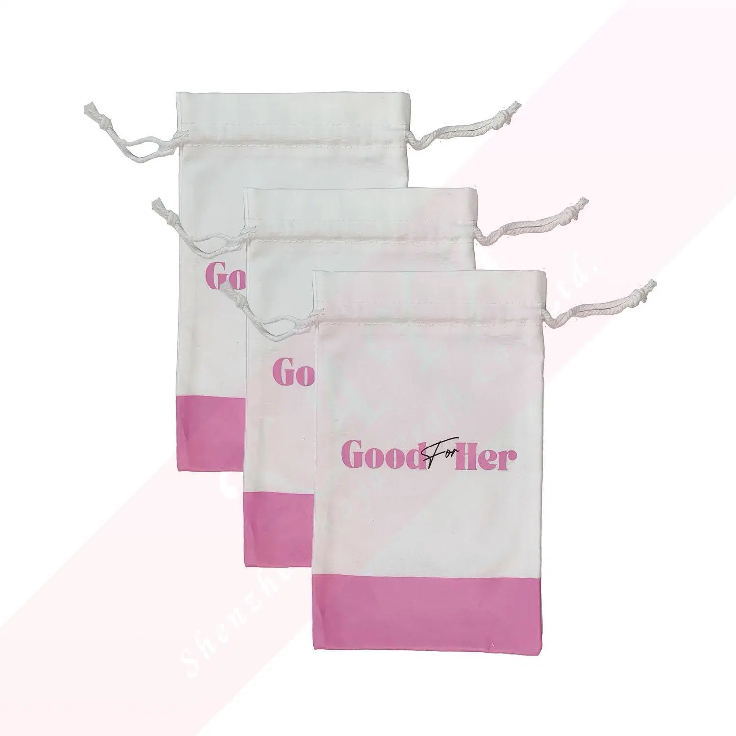 Customized Logo Dual Color Gift Cotton Drawstring Pouch, 15X25cm